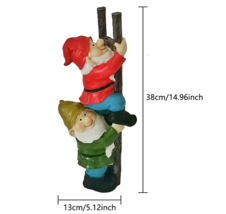 Design Toscano Dwarfs Climbing Ladder Gnome Figurines Garden Decor Hand Painted - £38.89 GBP
