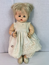 Vintage Effanbee Doll 1959 Sleepy Eyes Wetter Sweet Girl Blue Eyes Blonde Hair - £23.22 GBP