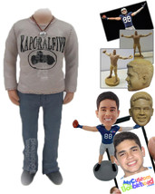Personalized Bobblehead Smart Dude In Stylish Tshirt With A Cool Locket - Leisur - £67.94 GBP