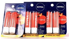 3 Packs Nivea 0.34 Oz All Day Nourishing Moisture 2 Ct Peach Tinted Lip Care - £23.52 GBP