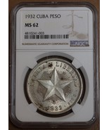 1932 Star Peso MS 62 NGC 26.73 900 Silver World Crown Caribbean Coin - R... - $350.00