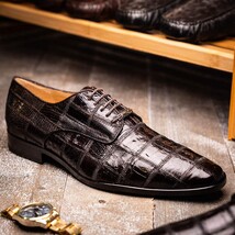 Marco Di Milano Genuine Caiman Lizard Patchwork Derby Shoes Pissa Brown image 4
