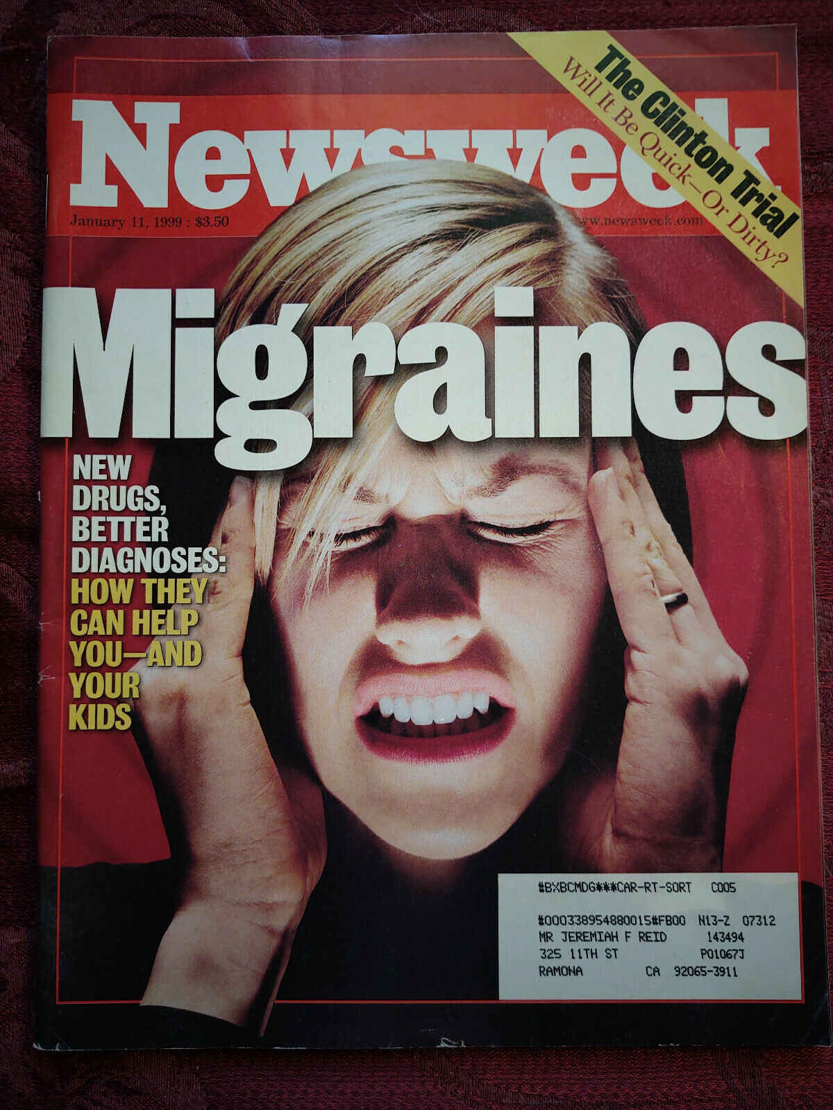 Primary image for NEWSWEEK January 11 1999 MIGRAINES Impeachment Trial bin Laden and Saddam