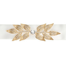 David Tutera Wedding Dress Belts Ivory Satin Sash With Gold Leaf Embelli... - $680.34 MXN