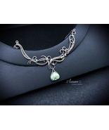 Elegant Wire Wrapped Chalcedony Necklace in Silver, Art Nouveau Jewelry - $129.00