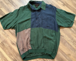 Vtg Silk Polo Shirt Size Large Color Block Personal Choice 90&#39;s - $28.90