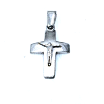 Croix unisexe Jésus en or blanc 14 carats grec fait à la main en satin... - $167.11