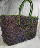 Vintage MOD Cottagecore Shag Rug Purple Green Carpet Purse Tote Handbag - £43.98 GBP