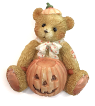 Enesco Cherished Teddies Pin Brooch 1995 Halloween Jack O&#39;Lantern Teddy Bear - £8.01 GBP