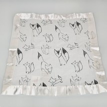 Aden + Anais Fox Lovey Security Blanket White Gray Muslin Silky Satin Ed... - £61.97 GBP