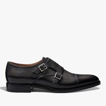 New Men&#39;s Luxury Handmade black double Monk Hand Welted Shoes. - £153.59 GBP