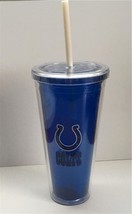 NFL Indianapolis Colts 22 oz Color Double Wall Acrylic Travel Tumbler Cup - £13.25 GBP