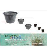 6 Assorted Round Plastic Mesh Aquatic Pond Plant Basket Kit with Plant Food - $69.25