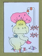 Vintage S A Fleischmann Art Hippo Taking A Shower Print Framed Kitsch Whimsical - £29.95 GBP