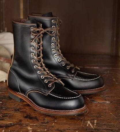 Black Long High Ankle Boots Men's Premium Quality Leather Rounded Apron Toe