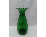 Vintage MCM Green Glass Flower Vase 6 1/2&quot; - £22.12 GBP