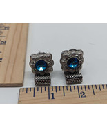 Vintage Men’s Cufflinks Swank - Silver Tone Blue Stone  Mesh T-Bar Style - $24.70