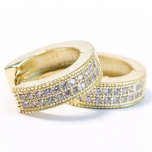 Uomo Diamanti Finti 2-Row Huggies Cerchio Eaarings 14k Placcato Oro Giallo - £73.98 GBP