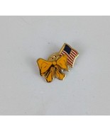 Vintage USA Flag With Yellow Bow Lapel Hat Pin - €7,18 EUR