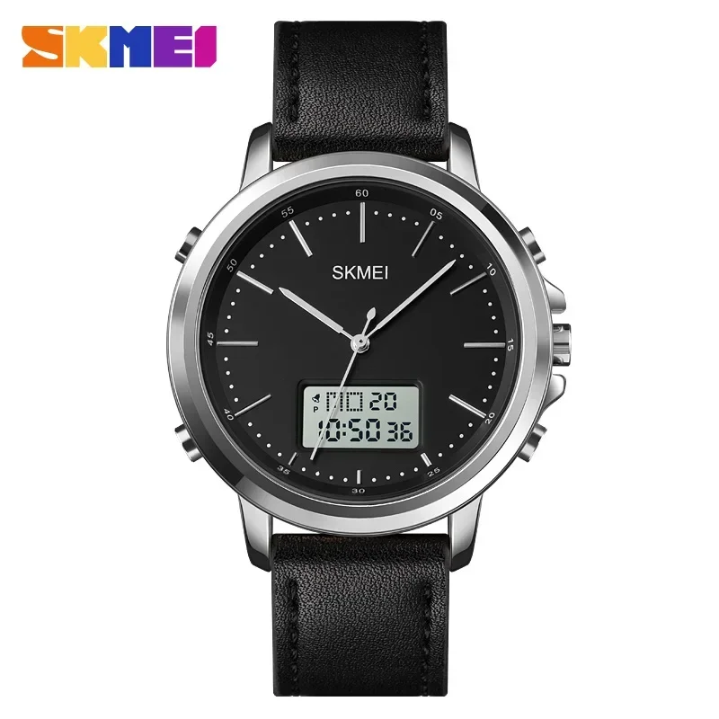 Leather Strap Waterproof Watch reloj hombre Dual Display Casual Watches ... - $24.01