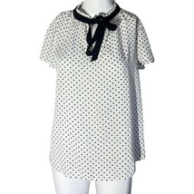 TIMING Polka Dot Blouse M White Black Bow - $14.85