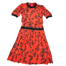 John&#39;s Girl Petites Dress Womens 6 Vintage Red Black Floral Short Sleeve... - $34.99