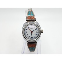 Vintage Timex Mechanical Watch Womens Running 28mm White Date Dial - £38.60 GBP