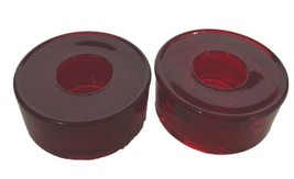 NEW Crate &amp; Barrel RED circle round glass Taper candle holders 2” Set of 2 - £7.06 GBP