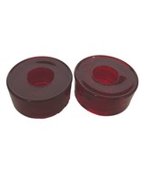 NEW Crate &amp; Barrel RED circle round glass Taper candle holders 2” Set of 2 - £6.89 GBP