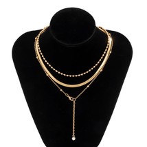 Punk Layered Chains Choker Necklace for Women Long Tassel  Pendant Necklaces Set - £13.07 GBP