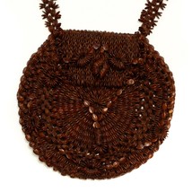 Handmade Handcrafted Beaded Watermelon Seeds Shoulder Round Purse Vintage - £19.42 GBP