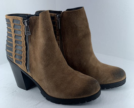 Circus Sam Eldelman Dover 10 Brown Suede Leather Accents Chunky Ankle Bo... - £28.35 GBP