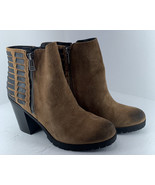 Circus Sam Eldelman Dover 10 Brown Suede Leather Accents Chunky Ankle Bo... - £28.08 GBP