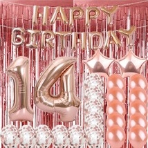 Sweet 14Th Birthday Decorations Party Supplies,Rose Gold Number 14 Ballo... - $27.99