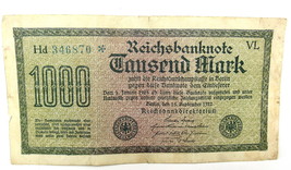 One Thousand Mark Reichsbank Banknote 1922 Tousand 1000 Paper Money US Seller  C - £6.95 GBP
