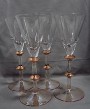 Set of 4 Martini Long Stem Glasses With Gold Accent Rings - £33.18 GBP