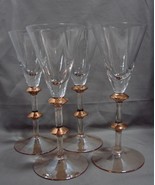 Set of 4 Martini Long Stem Glasses With Gold Accent Rings - $42.00