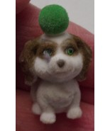 Flocked Brown &amp; White Puppy In My Pocket With A Green Pom Pom On Head - $5.47 CAD
