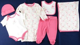 NWT First Impressions Girls 6 Pc Pink Floral Layette Set, 0-3M or 3-6M - £9.36 GBP