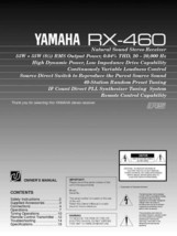 Yamaha RX-460 Receiver Owners Manual - £17.15 GBP