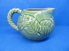 Bordallo Pinheiro Green Embossed  Leaves Rope Handle  Creamer 4 1/2&quot;D X ... - $19.00