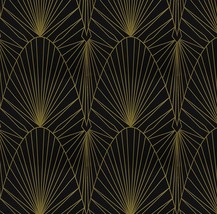 Black And Gold Wallpaper Peel And Stick Wallpaper Black And Gold Stripe - £23.96 GBP