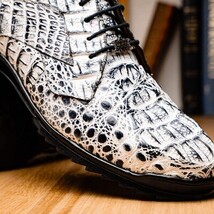 Kratos Genuine Caiman Crocodile Fashion Sneaker Newspaper Gray image 7