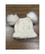 Primark Ivory Cable Knit Double Pom Pom Sweater Hat Beanie - $7.70