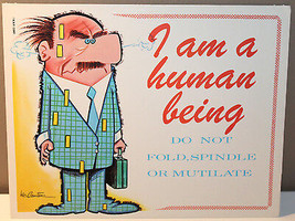 Custom Card Easel Canada Lithograph Joke Easel 1967 I Am Human Being Do ... - $11.63