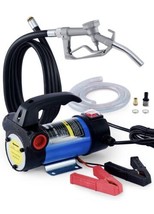 12V DC 12GPM Electric Fuel Transfer Pump Kit with Nozzle &amp; Hoses For Die... - £31.37 GBP