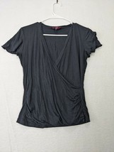 Willi Smith Womens Shirt Sz M Rayon Blend Black - $9.68