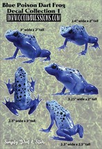 Set of 5 Blue Poison Dart Frog Vinyl Decals - Indoor/Outdoor - £5.38 GBP