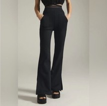 Anthropologie Maeve Knit Flare Trouser Pants Split Hem Black Size Large - $38.54