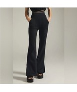 Anthropologie Maeve Knit Flare Trouser Pants Split Hem Black Size Large - £30.22 GBP